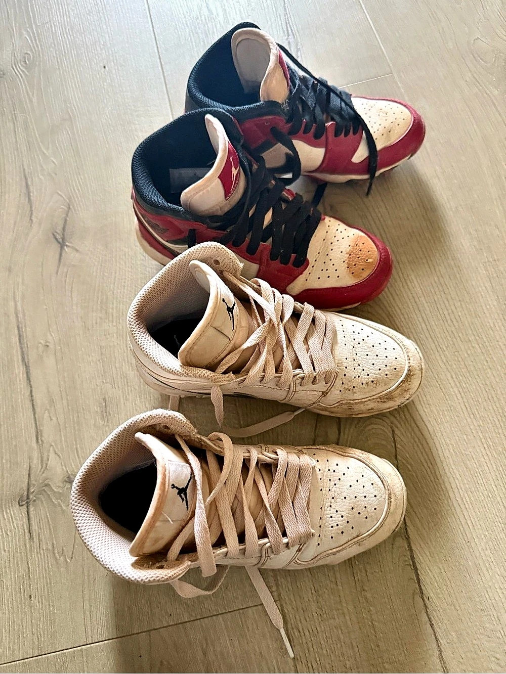 Nike Air Jordan 1 High-Top Sneakers in Red & White